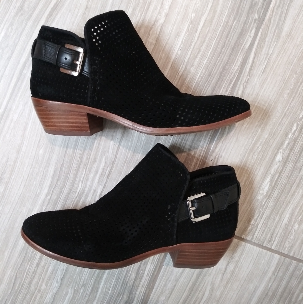 Sam Edelman Leather Suede Paula Black Ankle Boots